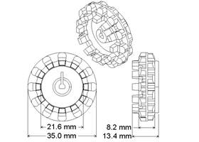 Pololu wheel 42x19mm diagram